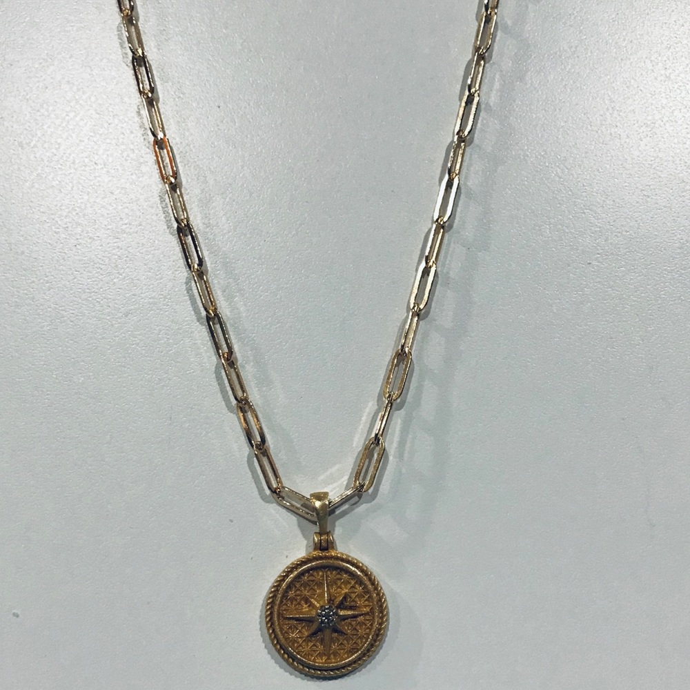 14 karat gold filled necklace with compass charm - Picture 1 of 1
